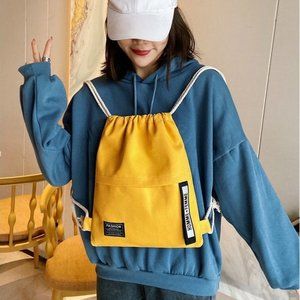 Bundle pocket Drawstring backpack Canvas bag school bag sports bag bag drawstrin